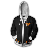Unisex Link Hoodies The Legend of Zelda Zip Up 3D Print Jacket Sweatshirt Black - INSWEAR